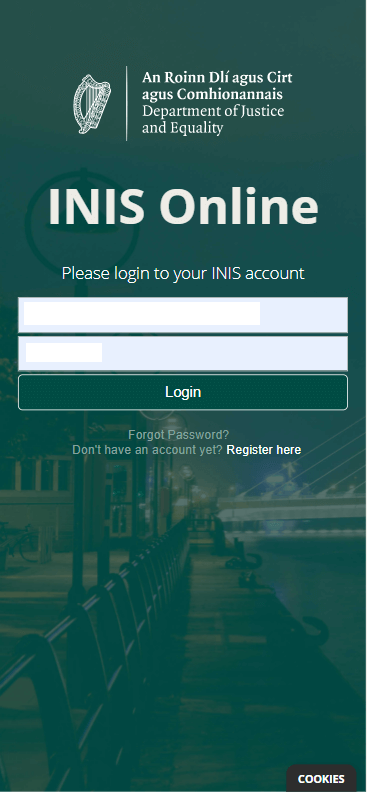INIS Online - Step 1 - Tela Inicial